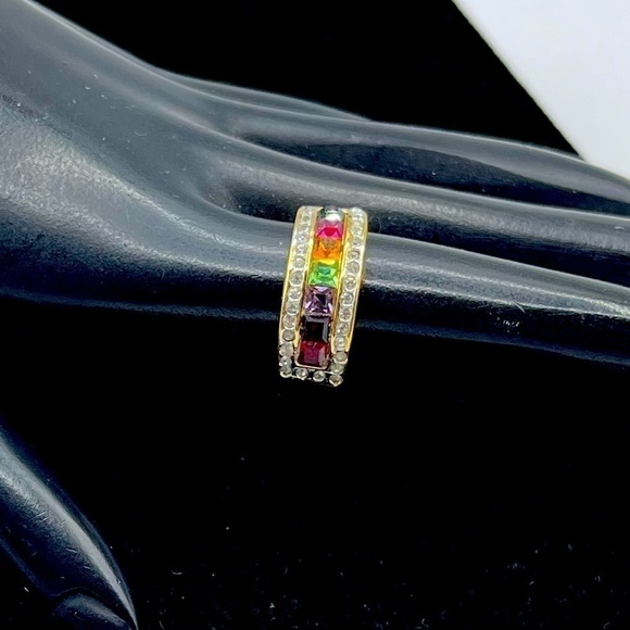 Gold Tone Multi Color Glass Stones Ring - Picture 1 of 2